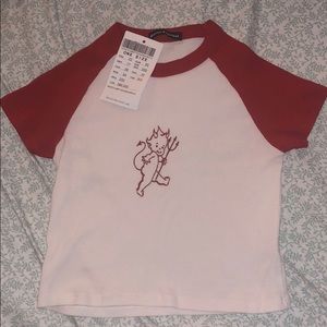 Brandy Melville Red and white Devil tee
